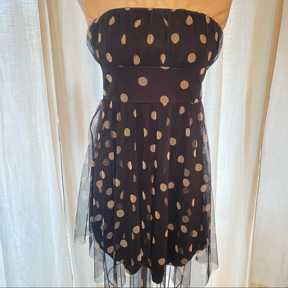Aqua black & white cocktail dress with tulle - M